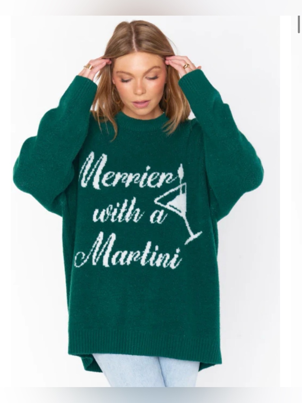 SHOW ME YOUR MUMU CLASSIC CREWNECK SWEATER - MARTINI GRAPHIC KNIT